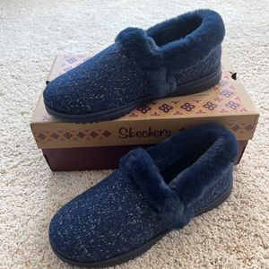 Skechers Cozy Lite Sweet Walk Sparkle Knit Slippers Navy Size 10 BRAND NEW